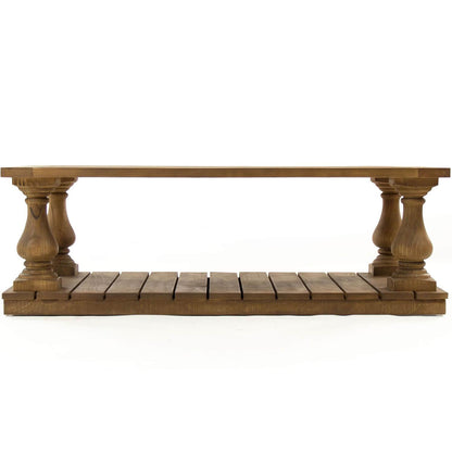 Table basse en planches de bois teintées