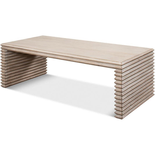 Table basse côtelée gris pierre
