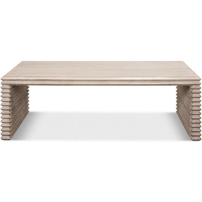 Table basse côtelée gris pierre