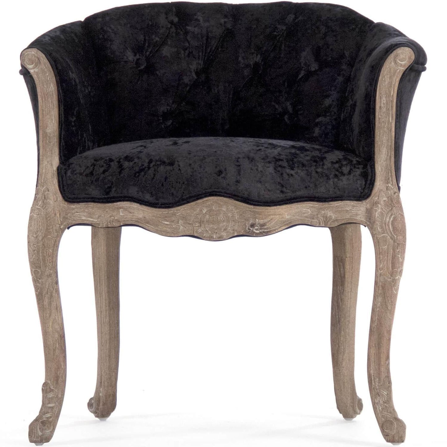 Fauteuil capitonné en velours noir