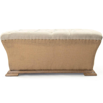 Table basse ottomane en toile de jute touffetée