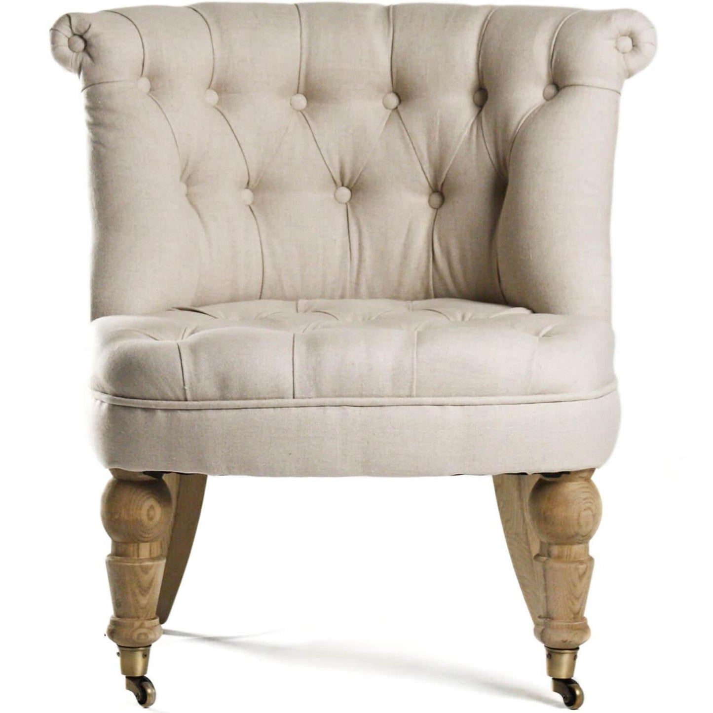 Fauteuil chausson touffeté en lin naturel