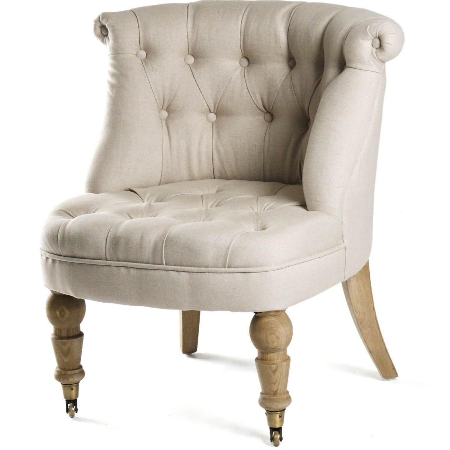 Fauteuil chausson touffeté en lin naturel