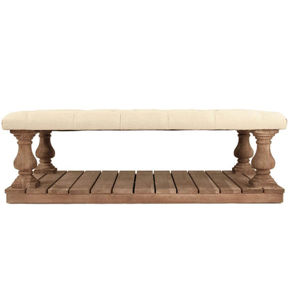 Table basse ottomane touffetée en bois de chêne