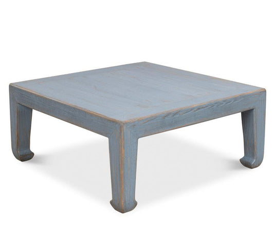 Table basse vintage en planches de style ferme bleu