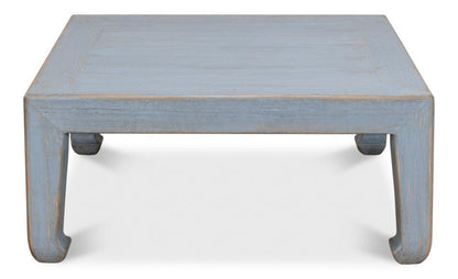 Table basse vintage en planches de style ferme bleu