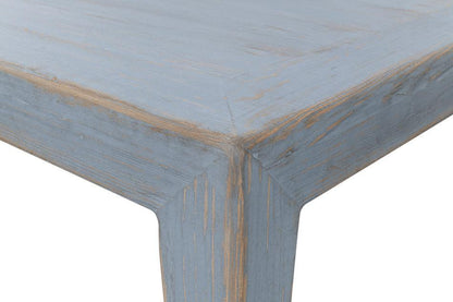 Table basse vintage en planches de style ferme bleu