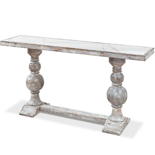 Console vintage avec plateau en porcelaine grise