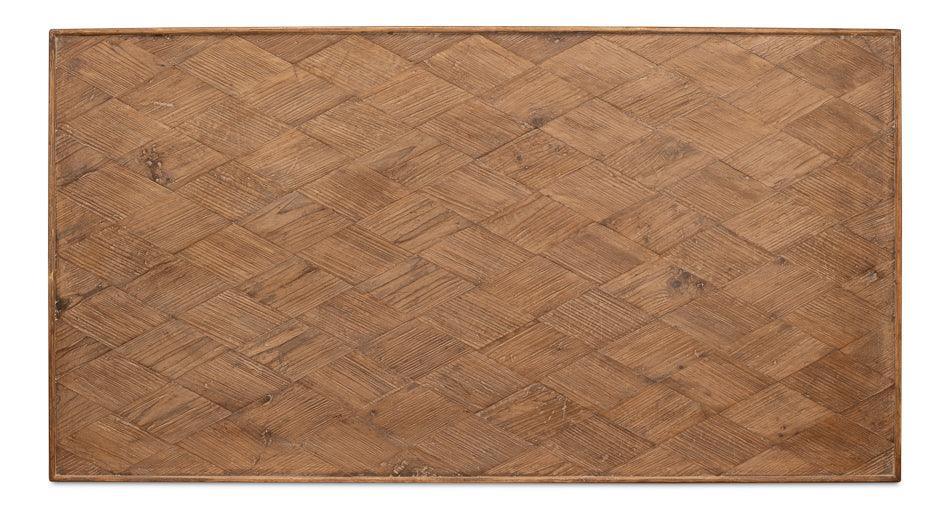Table basse à base ondulée et plateau en bois