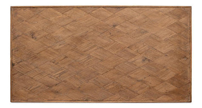 Table basse à base ondulée et plateau en bois