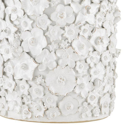 Table d'appoint florale en céramique blanche