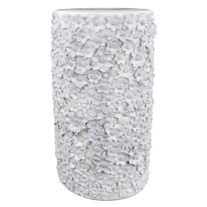 Table d'appoint florale en céramique blanche