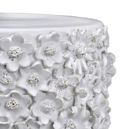 Table d'appoint florale en céramique blanche