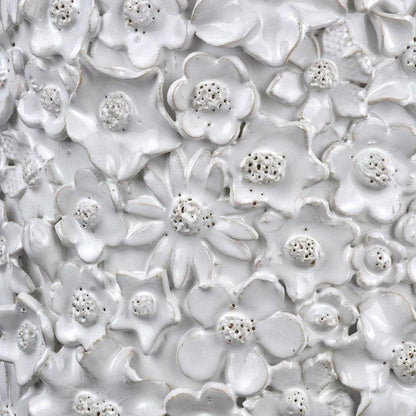 Table d'appoint florale en céramique blanche