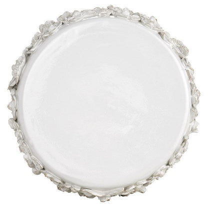 Table d'appoint florale en céramique blanche