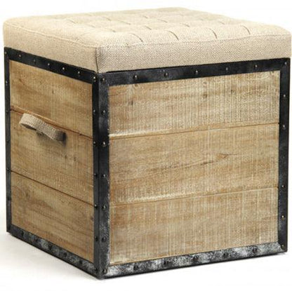 Pouf en caisse de bois et de métal